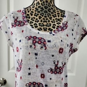 WF Boho Elephant Semi-Sheer Top